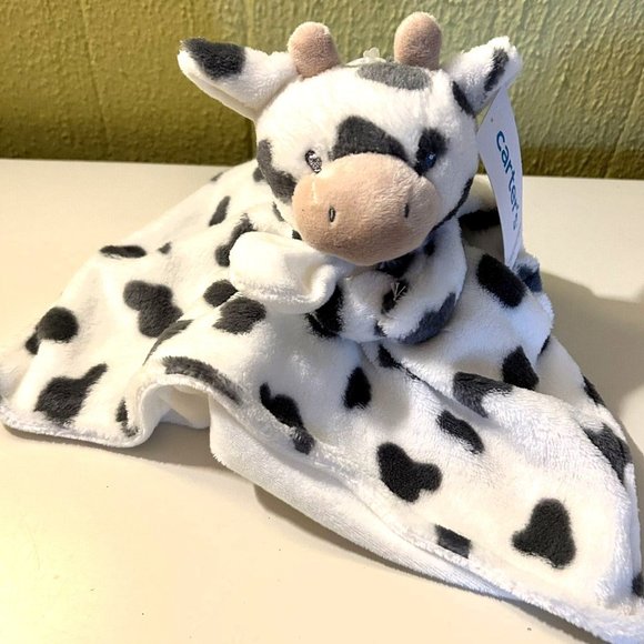 Carter's Plush Cuddle Cow Security Blanket Black White Spots Lovey NWT - Picture 4 of 4